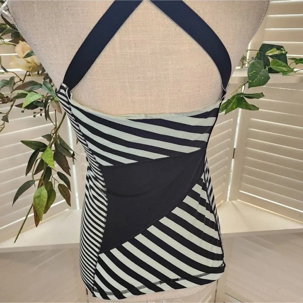 LULULEMON GREEN AND BLUE STRIPE TANK SIZE 6
